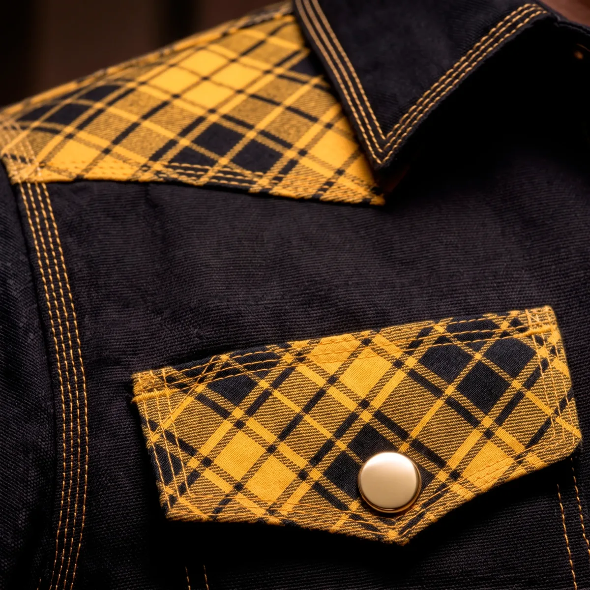 Black Yellow Plaid Shirt